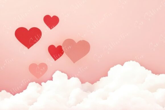 Download Floating Hearts Among Soft Clouds - Soft clouds Collection