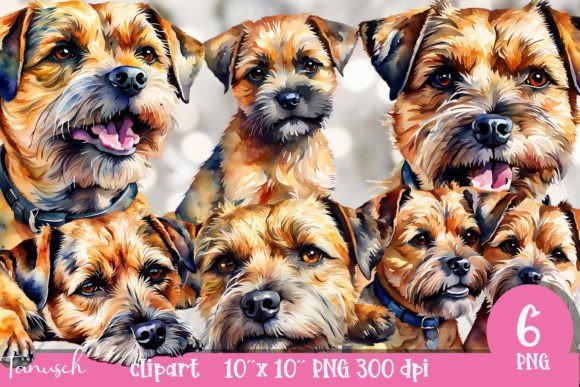 Download Watercolor Border Terrier Clipart PNG - Terrier Collection