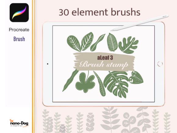 Download Procreate 30 Leaf Brush Stamps - Leaf brush Collection