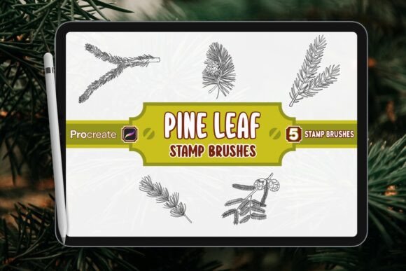 Download Pine Leaf Brush Stamp Set for Procreate - Leaf brush Collection